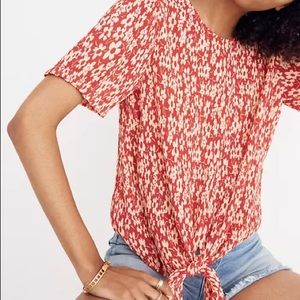 Madewell Crinkle Button Back Tie Blouse Full Bloom